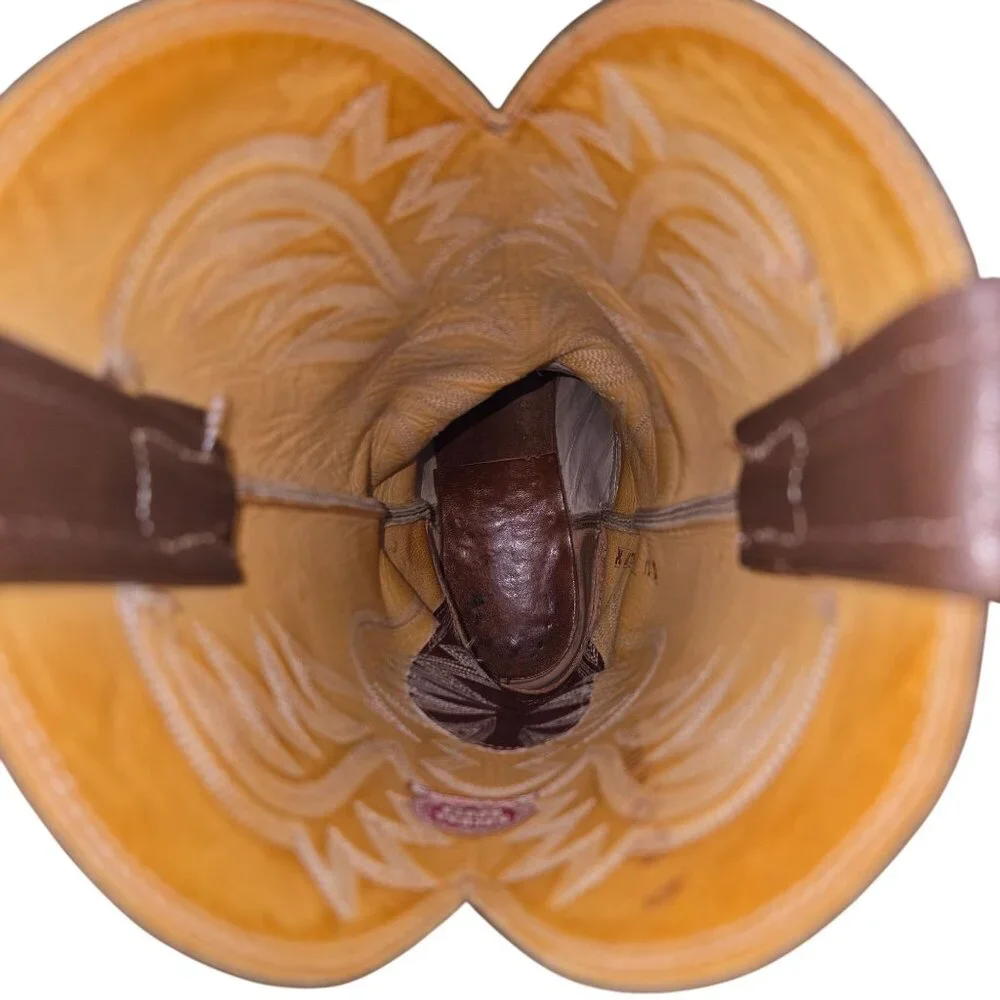 Nocona Cape Buffalo Cowboy Boots Mens size 10D Brown Tan Exotic Leather Western - Picture 12 of 16